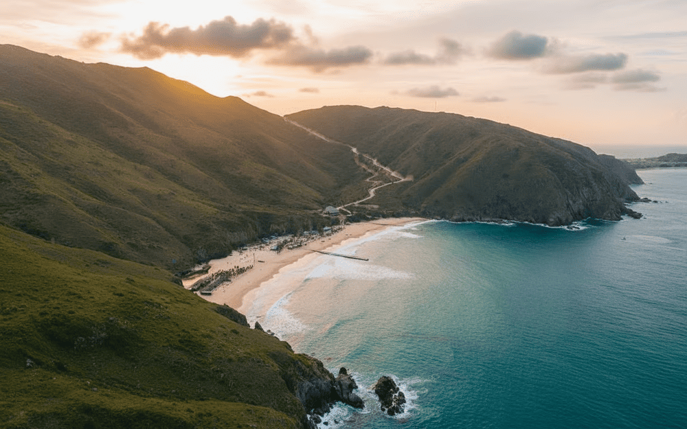 After arriving at Nhon Ly fishing village, you can take either a motorbike or a canoe to Ky Co Beach